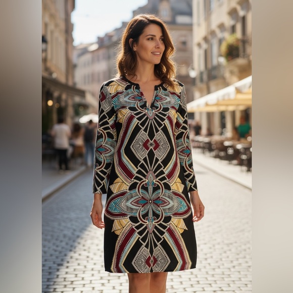 glam Dresses & Skirts - 💰3 items for $12! Multicolor Geometric Shift Dress M